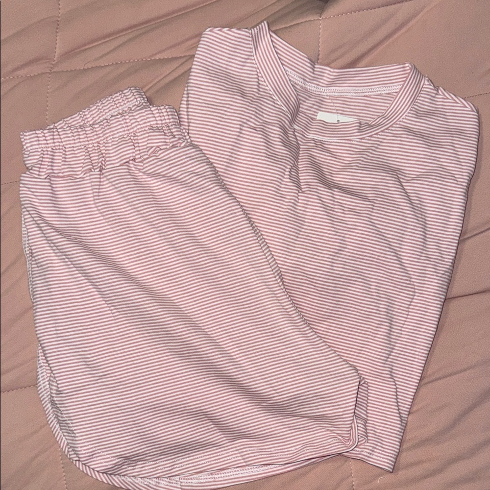 Pink Striped Pajama Set
